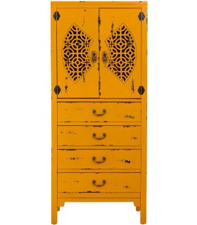 Armario alacena oriental en madera tallada, 4 cajones y 2 puertas. Mdmhogar1