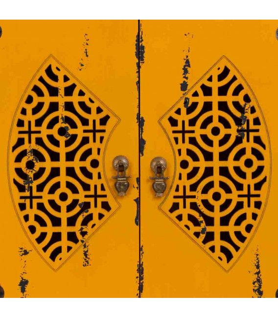 Armario alacena oriental en madera tallada, 4 cajones y 2 puertas. Mdmhogar4