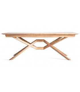 Mesa de comedor extensible en madera natural, diseño contemporáneo. Mdmhogar1