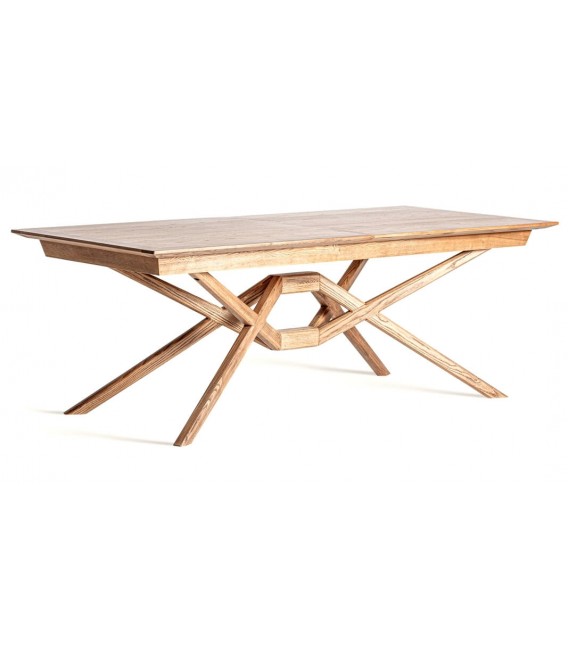 Mesa de comedor extensible en madera natural, diseño contemporáneo. Mdmhogar