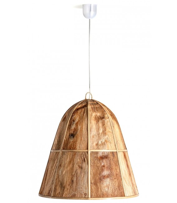 Lámpara de techo colonial en madera de coco, diseño artesanal único. Mdmhogar