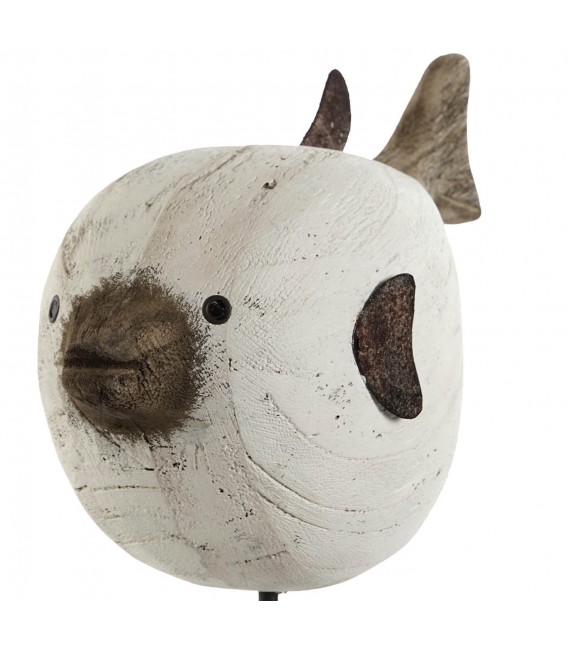 Figura decorativa marina en madera de paulonia tallada y metal óxido. Mdmhogar2