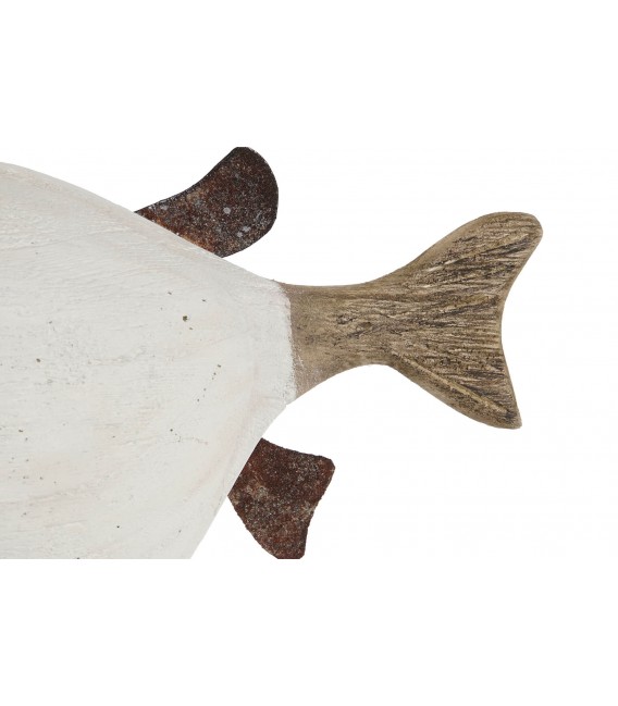 Figura decorativa marina en madera de paulonia tallada y metal óxido. Mdmhogar5