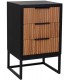 Mesita de noche industrial chic en madera y metal, con 3 cajones. Mdmhogar