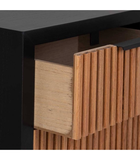 Mesita de noche industrial chic en madera y metal, con 3 cajones. Mdmhogar4