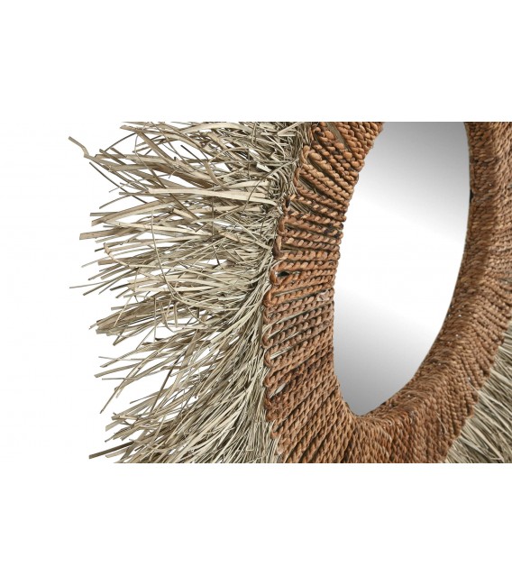 Espejo redondo de fibras naturales, artesanal, estilo boho chic. Mdmhogar1