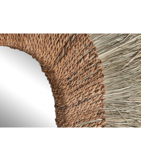 Espejo redondo de fibras naturales, artesanal, estilo boho chic. Mdmhogar2