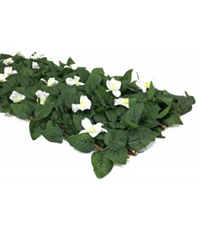 Celosía extensible con hiedra y flores blancas, ideal para exterior. Mdmhogar1