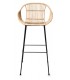 Taburete de barra en ratán trenzado y metal negro, estilo boho. Mdmhogar1