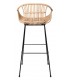 Taburete de barra en ratán trenzado y metal negro, estilo boho. Mdmhogar3