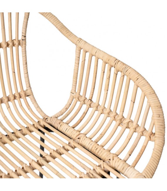 Taburete de barra en ratán trenzado y metal negro, estilo boho. Mdmhogar5