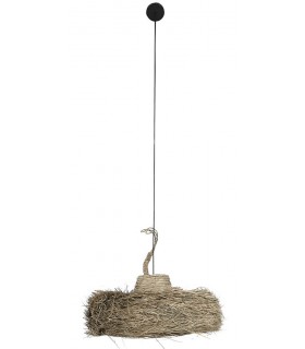 Lámpara de techo boho en fibras naturales trenzadas a mano. Mdmhogar