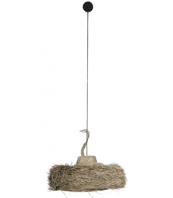 Lámpara de techo boho en fibras naturales trenzadas a mano. Mdmhogar