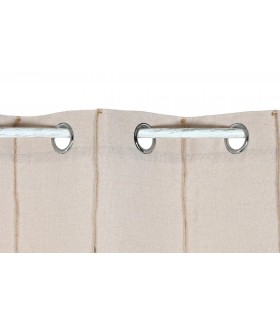 Cortina de algodón beige con borlas y anillas, estilo natural. Mdmhogar1