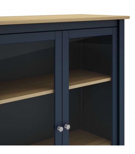 Vitrina baja en madera y cristal, 2 puertas, estilo rústico chic. Mdmhogar3