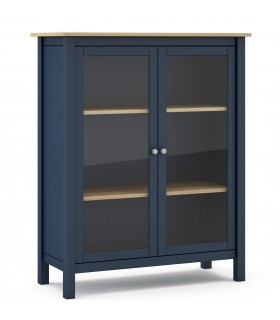 Vitrina baja en madera y cristal, 2 puertas, estilo rústico chic. Mdmhogar1