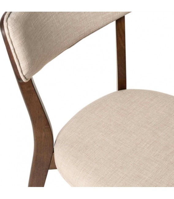 Silla en madera de nogal y tapizado beige, diseño cómodo y elegante. Mdmhogar4