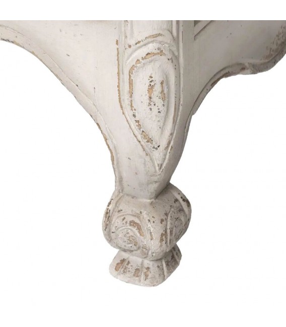 Cómoda clásica de madera tallada, blanca con tapa en nogal vintage. Mdmhogar7