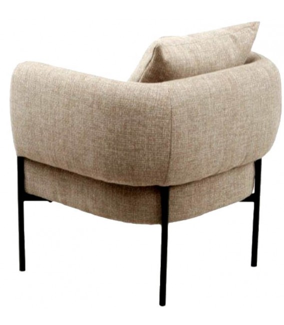 Butaca moderna tapizada en chenilla color topo con patas de metal. Mdmhogar2