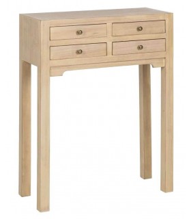 Consola de entrada pequeña de madera natural 4 cajones. Mdmhogar