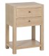 Mesita de noche de madera natural con 2 cajones y tiradores de bronce. Mdmhogar