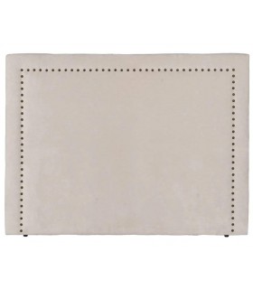 Cabecero tapizado beige con tachuelas, ideal para cama matrimonio. Mdmhogar