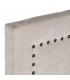 Cabecero tapizado beige con tachuelas, ideal para cama matrimonio. Mdmhogar