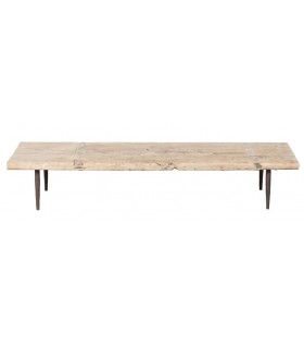 Mesa de centro XXL en madera de álamo con patas de metal negro. Mdmhogar1