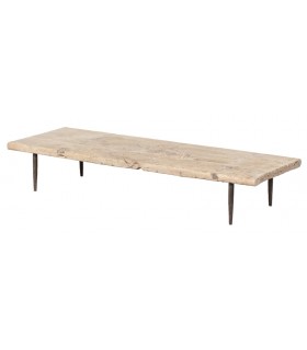 Mesa de centro XXL en madera de álamo con patas de metal negro. Mdmhogar