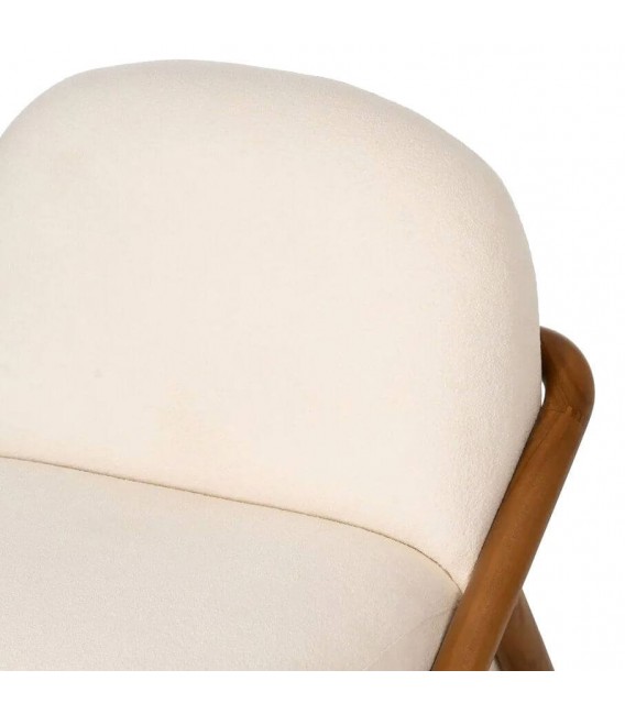 Butaca en madera de teca y bouclé blanco, diseño moderno y elegante. Mdmhogar4