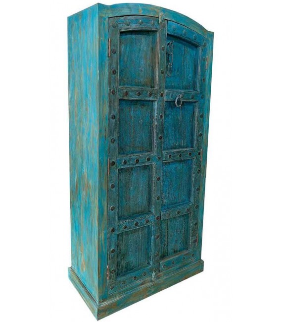 Armario Alacena Antiguo de Madera Maciza en Azul Envejecido Mdmhogar