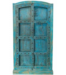 Armario Alacena Antiguo de Madera Maciza en Azul Envejecido Mdmhogar1