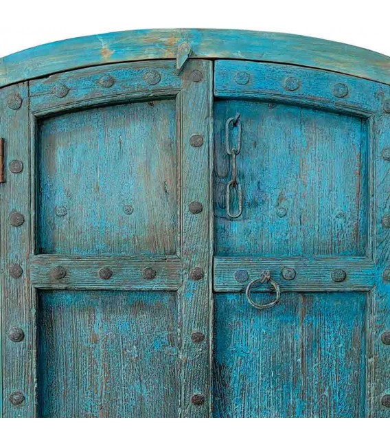 Armario Alacena Antiguo de Madera Maciza en Azul Envejecido Mdmhogar2