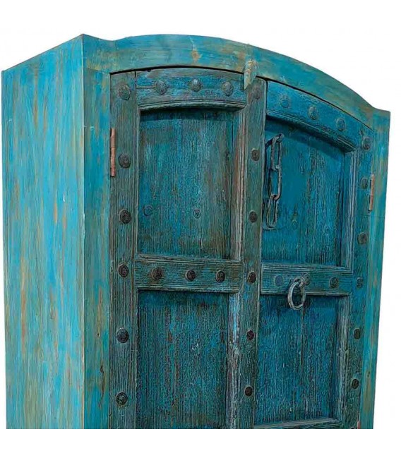 Armario Alacena Antiguo de Madera Maciza en Azul Envejecido Mdmhogar3
