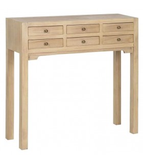 Consola de entrada con 6 cajones, madera natural, estilo oriental. Mdmhogar
