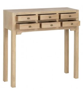 Consola de entrada con 6 cajones, madera natural, estilo oriental. Mdmhogar1