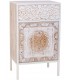 Mesita de noche tallada, 1 cajón y 1 puerta, estilo étnico. Mdmhogar