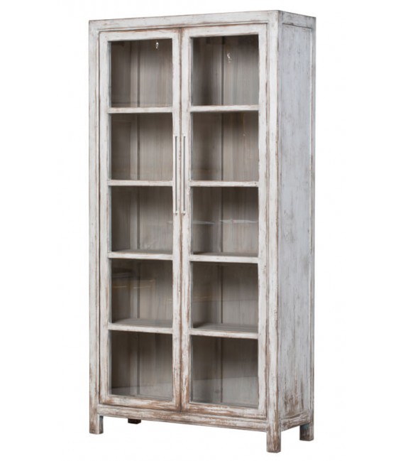 Vitrina grande de madera, 2 puertas de cristal, estilo oriental. Mdmhogar