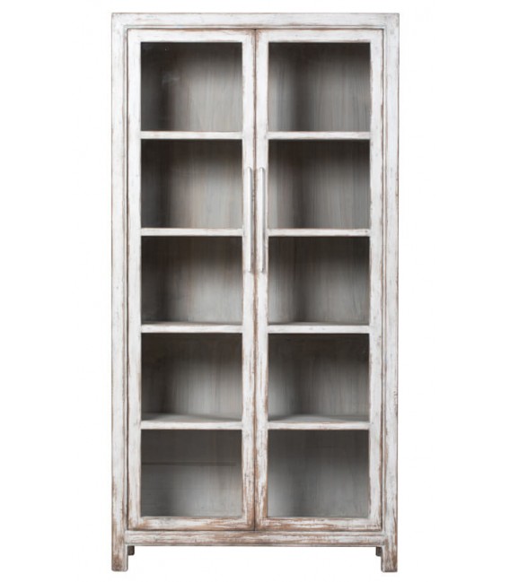 Vitrina grande de madera, 2 puertas de cristal, estilo oriental. Mdmhogar1