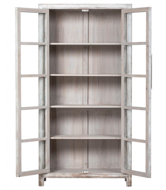 Vitrina grande de madera, 2 puertas de cristal, estilo oriental. Mdmhogar2