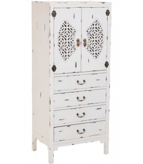 Armario alacena de madera, 4 cajones y 2 puertas, estilo oriental. Mdmhogar