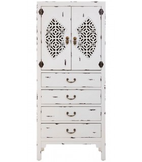 Armario alacena de madera, 4 cajones y 2 puertas, estilo oriental. Mdmhogar1