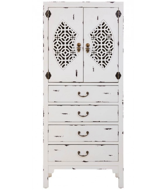 Armario alacena de madera, 4 cajones y 2 puertas, estilo oriental. Mdmhogar1