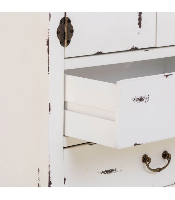 Armario alacena de madera, 4 cajones y 2 puertas, estilo oriental. Mdmhogar4