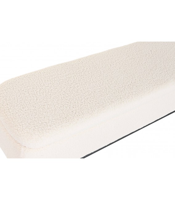 Banco pie de cama con arcón, tapizado bouclé blanco, estilo moderno. Mdmhogar3