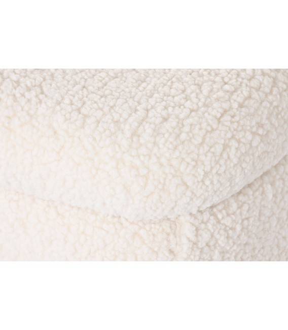 Banco pie de cama con arcón, tapizado bouclé blanco, estilo moderno. Mdmhogar4