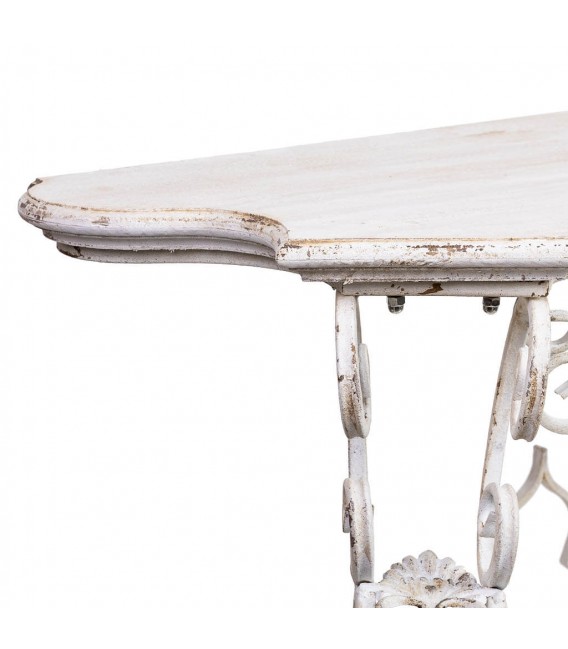 Consola de entrada vintage, metal y madera decapada en blanco roto. Mdmhogar3