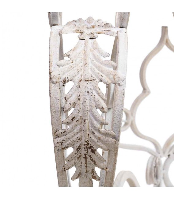 Consola de entrada vintage, metal y madera decapada en blanco roto. Mdmhogar4