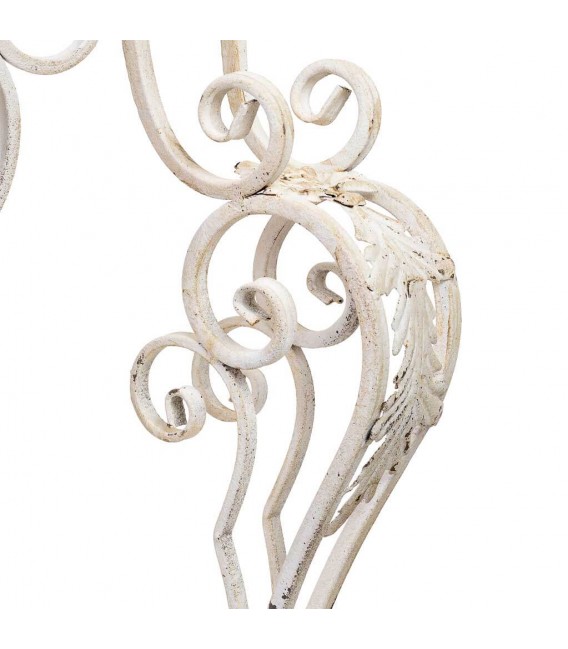 Consola de entrada vintage, metal y madera decapada en blanco roto. Mdmhogar5