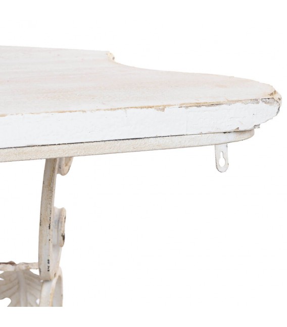 Consola de entrada vintage, metal y madera decapada en blanco roto. Mdmhogar6